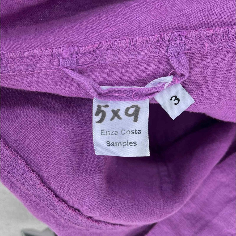 Enza Costa Pants Women Large Purple Linen Wide Leg High Rise Pocket Casual - Picture 10 of 16